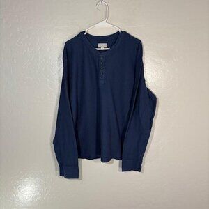 Tecovas Henley Shirt Mens XL Blue 100% Pima Cotton Waffle Thermal Long Sleeve